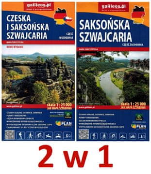 shumee Češka in saška Švica 1:25.000. Komplet: 2 x turistični zemljevid. Izdaja 2026/2027. Galileos