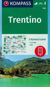 shumee Trentino / Trento in okolica. Komplet treh turističnih zemljevidov 683. Izdaja 2025. Kompass