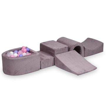 shumee Penasto igrišče z mostom Corduroy Lavender 100 žogic: prozorna, bela, pudrasto roza, heather