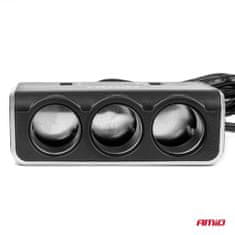 AMIO Razdelilnik vtičnice za vžigalnik s polnilnikom 2x USB-A QC3.0 12V 24V 120W 80cm amio-04364