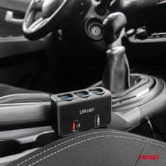 AMIO Razdelilnik vtičnice za vžigalnik s polnilnikom 2x USB-A QC3.0 12V 24V 120W 80cm amio-04364
