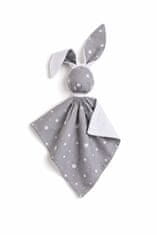 Bobono Plišasta igrača Doudou Bunny, dvostranska bombažna in Minky - mini zvezdice sivo-bele barve