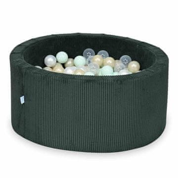 shumee Suhi bazen 90x40 Corduroy Green 300 kroglic: prozorna, biserna, svetlo metina, svetlo zlata