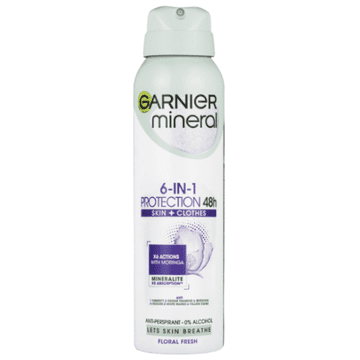 Garnier Garnier Mineral 6-v-1 Protection 48H Floral Fresh antiperspirant v spreju za ženske 150 ml