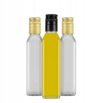 shumee 10x kvadratnih steklenic Marasca, brezbarvnih, 250 ml, za olivno olje, tinkture, vino, sok