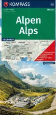 shumee Alpe 1:500.000. Avtomobilski, turistični in panoramski zemljevid 350. Izdaja 2026. Kompass