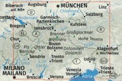 shumee Alpe 1:500.000. Avtomobilski, turistični in panoramski zemljevid 350. Izdaja 2026. Kompass