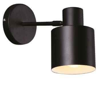 shumee Klasična črna okrogla kovinska stenska svetilka s črnim senčnikom 1xE27 60W W0188 Maxlight