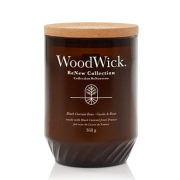 Woodwick Črni ribez in vrtnica - WoodWick - velika dišeča sveča z lesenim stenjem - kolekcija ReNew