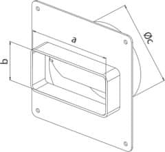 airRoxy Spremenljivi priključek za ploščati kanal 110*55 Z nepovratnim ventilom 100MM - RX 02-506