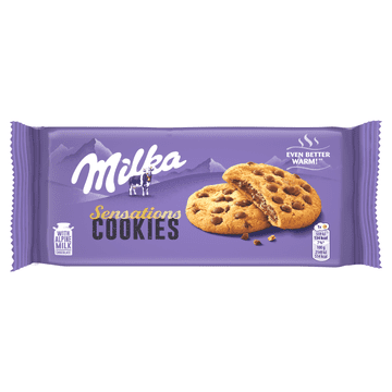 Mondelez Milka Sensations piškoti piškoti s čokoladnimi koščki in nadevom iz mlečne čokolade 156 g
