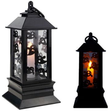 TOP GIFT LED sveča, črna, z vzorcem duha, dekoracija za noč čarovnic, posnema plamen, visoka 20 cm
