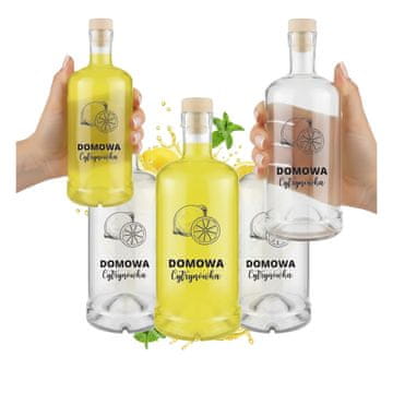 shumee 5 stekleničk Tadek 500 ml z limoninim potiskom za tinkture, vodko, sok