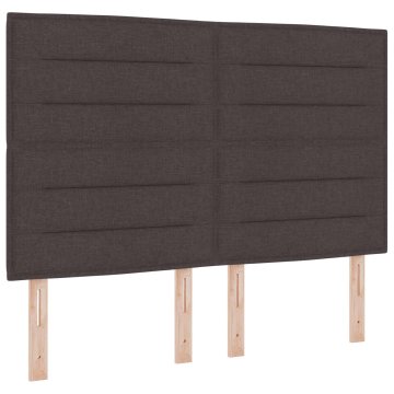 Vidaxl LED glava postelje z LED trakami Temno rjava 144 cm blago