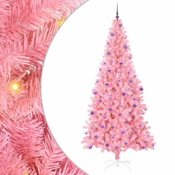 Vidaxl Božično drevo med 300 LED z stojalom Roza 240 cm PVC