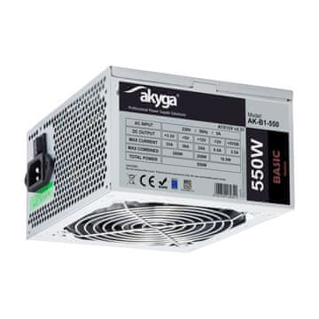 Akyga Akyga AK-B1-550 ATX napajalnik 550W ppfc P4 PCI-E 6+2pin 3x SATA 2x Molex ventilator 12cm