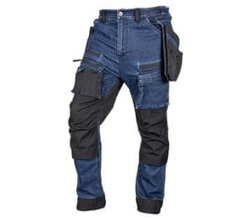 Delovne hlače iz džinsa z ojačitvami iz kordure, temno modre, velikost L - T N81-361-L