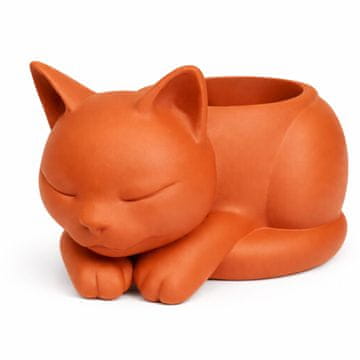 shumee Dekorativni pokrov za cvetlični lonček Sleeping Cat oranžne barve za sukulente in kaktuse