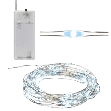 TOP GIFT TG66254-1 Lučke za božično drevo na žici 40 LED mikro girlanda hladno bele luči AA