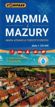 Compass Varmija in Mazury. Plastificiran zemljevid turističnih znamenitosti. Izdaja 2025. Kompas