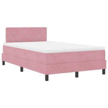 Vidaxl LED Box Spring Postelja z vzmetnico Roza 120 x 200 cm Žamet