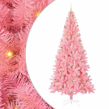 Vidaxl Božično drevo med 300 LED z stojalom Roza 240 cm PVC