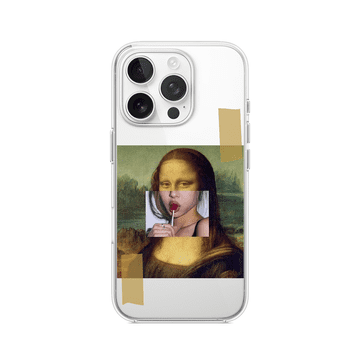 shumee Ovitek za iPhone 15 Pro, prozoren, fleksibilen silikonski ovitek, Mona Lisa z liziko