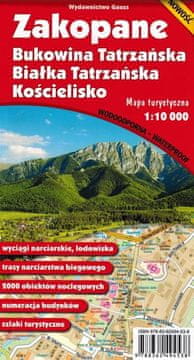 GAUSS Zakopane, Bukowina in Białka Tatrzańska, Kościelisko. Laminirana turistična karta. Gauss