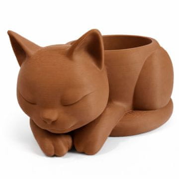 shumee Dekorativni pokrov za cvetlični lonček Sleeping Cat za sukulente in kaktuse, rjave barve
