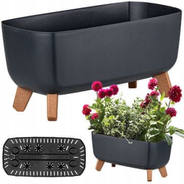 TOP GIFT DGCL400-S433 pokrov za cvetlični lonec dolg velik NA nogah vrtni kovček gracia antracit