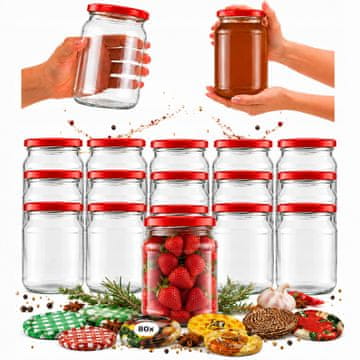 shumee 60x Stekleni kozarci 520 ml za marmelado, domače sladice, med, pašteto, kumare 60 kosov