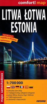shumee Litva, Latvija, Estonija 1:700.000. Laminiran cestni zemljevid. Izdaja 2023. ExpressMap