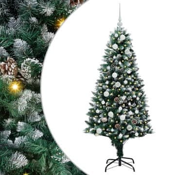 Vidaxl Umestno božično drevo Zelena 150 cm PVC, jeklo in plastika
