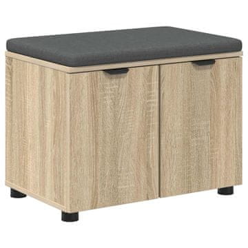 Vidaxl Haldna klop z blazino s polico Sonoma hrast 60 x 38 x 46 cm