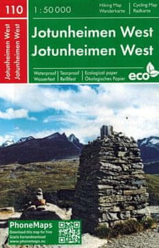 Freytag & Berndt Jotunheimen, zahodni del 1:50.000. Vodotesen turistični zemljevid 110. Freytag & Berndt