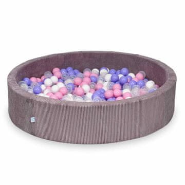 shumee Suhi bazen 130x30 Corduroy Lavender 600 kroglic: prozorna, bela, pudrasto roza, heather