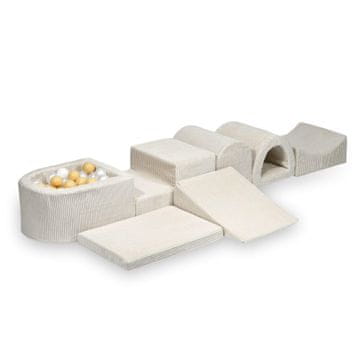 shumee Največje penasto igrišče z mikro bazenom, Corduroy Beige, 100 žogic: bela, biserna, bež
