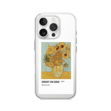shumee Ovitek za iPhone 15 Pro, prozoren, fleksibilen silikonski ovitek, sončnice Van Gogh