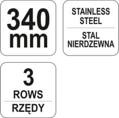 YATO Žična krtača, nerjaveča jeklena žica, 3 vrste, plastični ročaj, s strgalom YT-6336