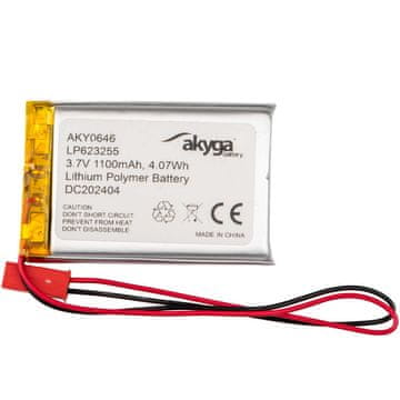 Akyga Li-Po baterija LP623255 Akyga AKY0646 3,7 V / 1100 mAh PCM JST 2-pinski konektor 150 mm