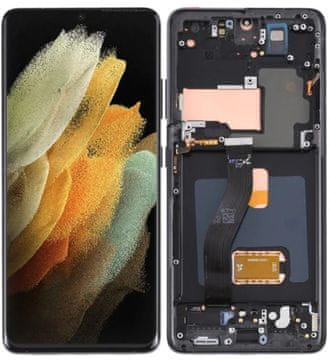 shumee LCD zaslon + zaslon na dotik Samsung Galaxy S21 Ultra 5G SM-G998B OLED okvir črne barve