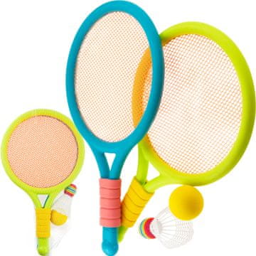 TOP GIFT TG71584 Badmintonski komplet, loparji, žogica, žogica, pisani loparji, igralni komplet