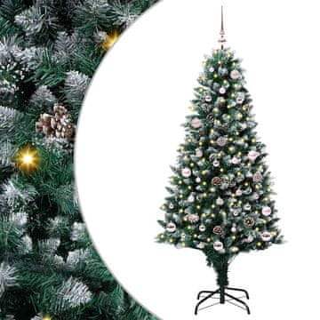 Vidaxl Umestno božično drevo Zelena 150 cm PVC, jeklo in plastika