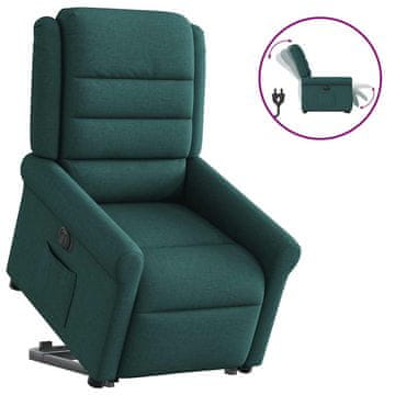 Vidaxl Električni naslanjač s funkcijo vstajanja temno zeleno blago