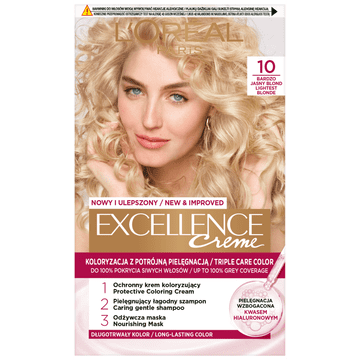 L’Oréal Barva za lase Loreal Excellence - 10 zelo svetlo blond (72 ml + 48 ml + 12 ml + 60 ml)