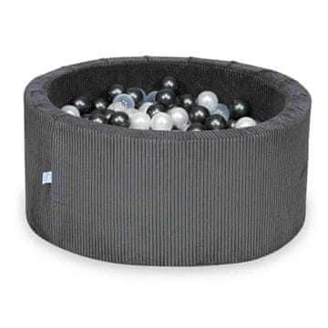 shumee Suhi bazen 90x40 Corduroy Graphite 300 kroglic: prozorna, bela, srebrna, pudrasto roza