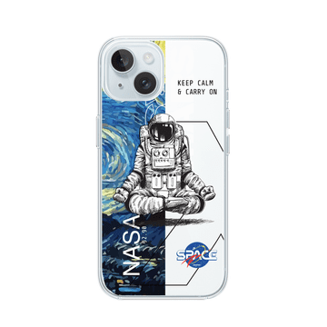 shumee Ovitek za iPhone 15 Plus, prozoren, fleksibilen silikonski ovitek, Keep Calm in Cosmos