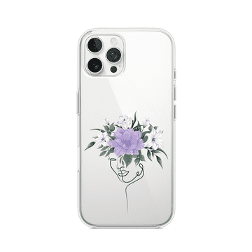 shumee Ovitek za iPhone 12 Pro Max, prozoren, fleksibilen silikonski ovitek, ženska s cvetjem