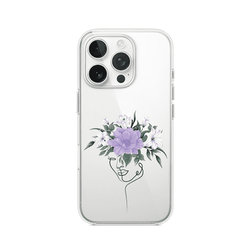 shumee Ovitek za iPhone 14 Pro Max, prozoren, fleksibilen silikonski ovitek, ženska z rožami