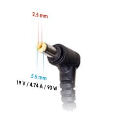 Akyga Avtomobilski napajalnik Akyga AK-ND-36 za prenosnik HP Asus 19V 4,74A 90W 5,5 x 2,5 mm